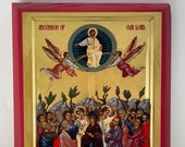 Orthodox Icon of the Ascension of our Lord on Poplar Wood