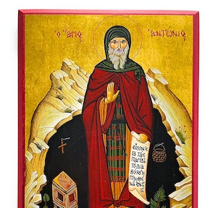 Orthodox Icon of St Anthony the Great of Egypt Father of Monasticism on Poplar Wood