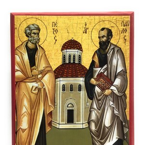 Orthodox Icon of Sts Peter and Paul the Pillars of the Church on Poplar Wood