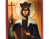 Orthodox Icon of St Helen the Empress and Great-Martyr on Poplar Wood