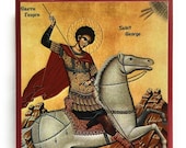 Orthodox Icon of Saint George The Great Martyr on Poplar Wood