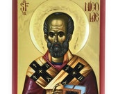 Orthodox Icon of St Nicholas of Myra on Poplar Wood