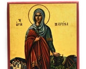 Orthodox Icon of St Marina the Great Martyr on Poplar Wood