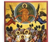 Orthodox Icon of the Ascension of Jesus Christ into the Heavens on Poplar Wood