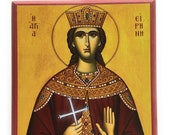 Orthodox Icon of St Irene the Great Martyr on Poplar Wood