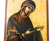 Orthodox Icon of the Holy Theotokos Virgin Mary the Heavenly Intercessor and Trusted Advocate on Poplar Wood