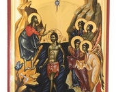 Orthodox Icon of the Baptism of Jesus Christ by St John the Baptist - Theophany Epiphany on Poplar Wood