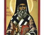 Orthodox Icon of St Nectarios of Aegina on Poplar Wood