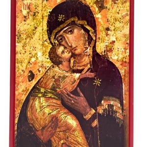 Orthodox Icon of the Holy Theotokos Virgin Mary – Vladimir on Poplar Wood