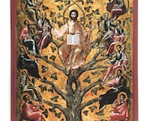 Orthodox Icon of Jesus Christ the True Vine with the Saints as Branches on Poplar Wood