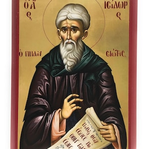 Orthodox Icon of St Isidore on Poplar Wood