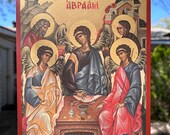 Icon of St. Trinity / Hospitality of Abraham 8" x 10" (Imitation Gold)