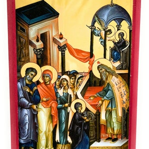 Orthodox Icon of the Presentation of the Mother of God in the Temple - The Meeting of the Holy Virgin Theotokos St Mary on Poplar Wood