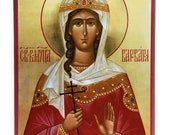 Orthodox Icon of Great-Martyr Barbara on Poplar Wood
