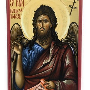 Orthodox Icon of St John the Baptist and Forerunner of Jesus Christ on Poplar Wood