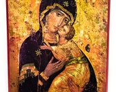 Orthodox Icon of the Holy Theotokos Virgin Mary – Vladimir on Poplar Wood