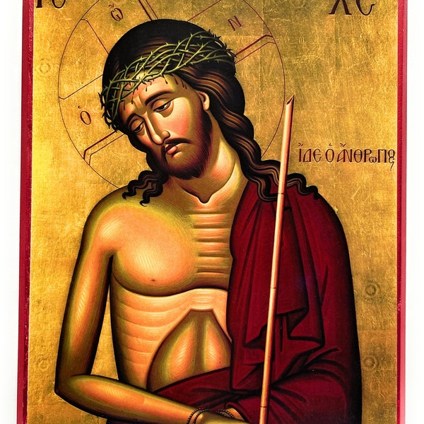 The Passion of Jesus Christ the Bridegroom of the Church with the Crown of Thorns – Orthodox Icon for Holy Week on Poplar Wood