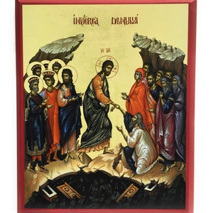 Orthodox Icon of the Resurrection of Jesus Christ for Pascha - II on Poplar Wood