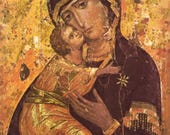 Orthodox Icon of the Holy Theotokos Virgin Mary – Vladimir Paper Only
