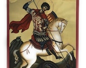 Orthodox Icon of St George The Great Martyr on Poplar Wood