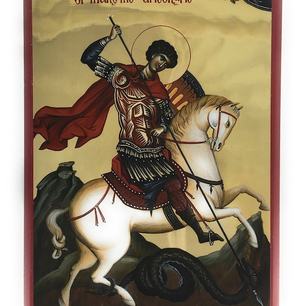 Orthodox Icon of St George The Great Martyr on Poplar Wood