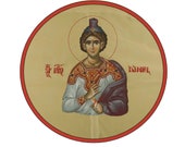 Special Orthodox Icon of the Holy Prophet Daniel - Unique Circular Icon 8" in Diameter on Poplar Wood