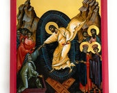 Orthodox Icon of the Resurrection of Jesus Christ for Pascha on Poplar Wood