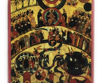 Orthodox Icon of the Last Judgement – 15th Century from Novgorod on Poplar Wood