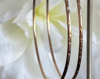 Large Textured Bronze Hoop Earrings with Sterling Silver post~Boho Chic