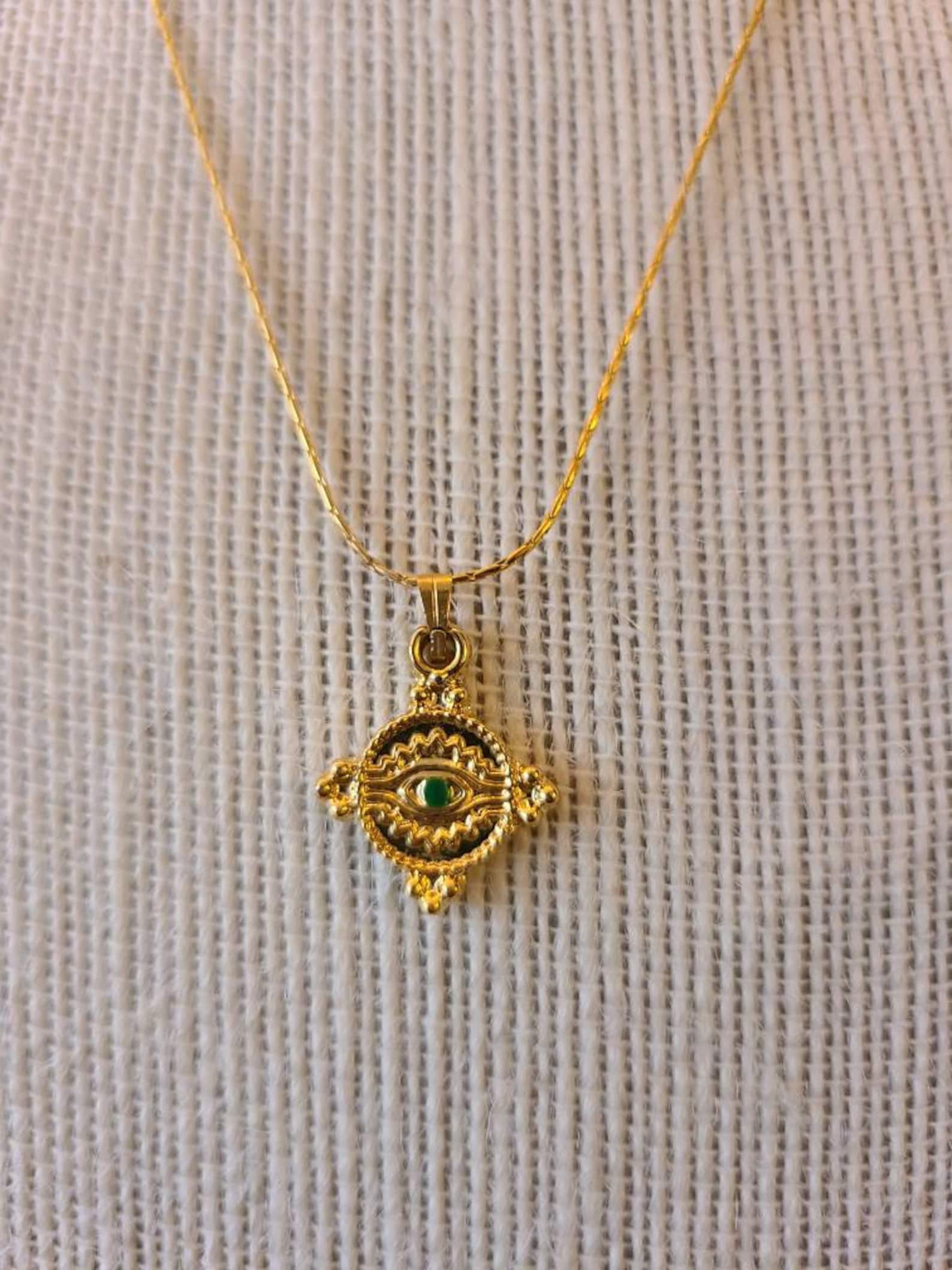 Delicate Evil Eye Necklace Gold Plated Etsy