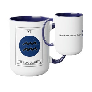 Tasse signe du zodiaque Verseau, cadeaux Verseau, tasse carte de tarot, tasses à café sorcière, 15 oz