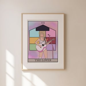 Taylor jako plakat z kartami tarota The Lovers, sztuka Lover House, sztuka ścienna Witchy, subtelna sztuka Taylor