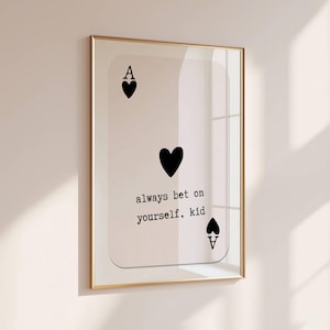 Trendy Playing Card Art Ace of Hearts Print, Daily Affirmation Poster, Dopamine Decor, Preppy Wall Art, Retro Wall Art, Motivational Art image 1