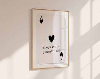 Trendy Playing Card Art Ace of Hearts Print, Daily Affirmation Poster, Dopamine Decor, Preppy Wall Art, Retro Wall Art, Motivational Art