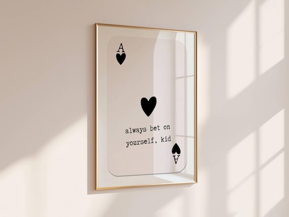 Trendy Playing Card Art Ace of Hearts Print, Daily Affirmation Poster, Dopamine Decor, Preppy Wall Art, Retro Wall Art, Motivational Art