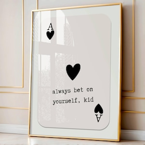 Art de cartes à jouer tendance, impression d'as de coeur, affiche d'affirmation quotidienne, décoration dopamine, art mural preppy, art mural rétro, art motivant