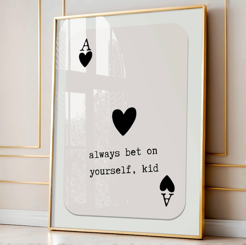 Trendy Playing Card Art Ace of Hearts Print, Daily Affirmation Poster, Dopamine Decor, Preppy Wall Art, Retro Wall Art, Motivational Art image 7