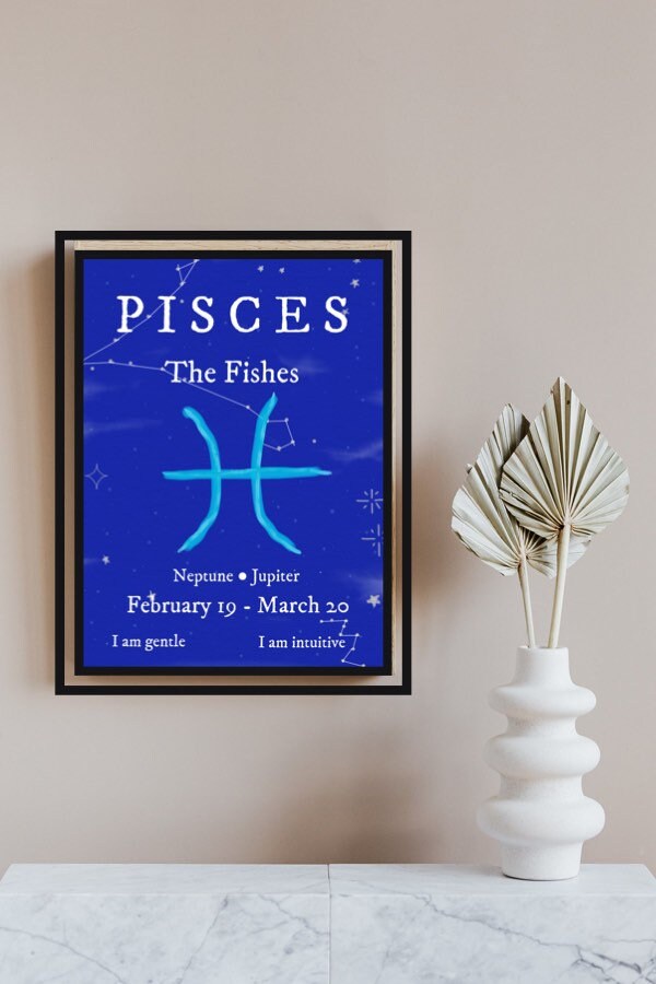 Pisces Zodiac Wall Art Pisces Gift Witchy Room Décor Etsy