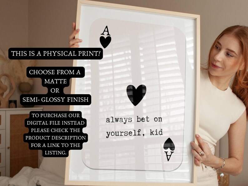 Trendy Playing Card Art Ace of Hearts Print, Daily Affirmation Poster, Dopamine Decor, Preppy Wall Art, Retro Wall Art, Motivational Art image 3