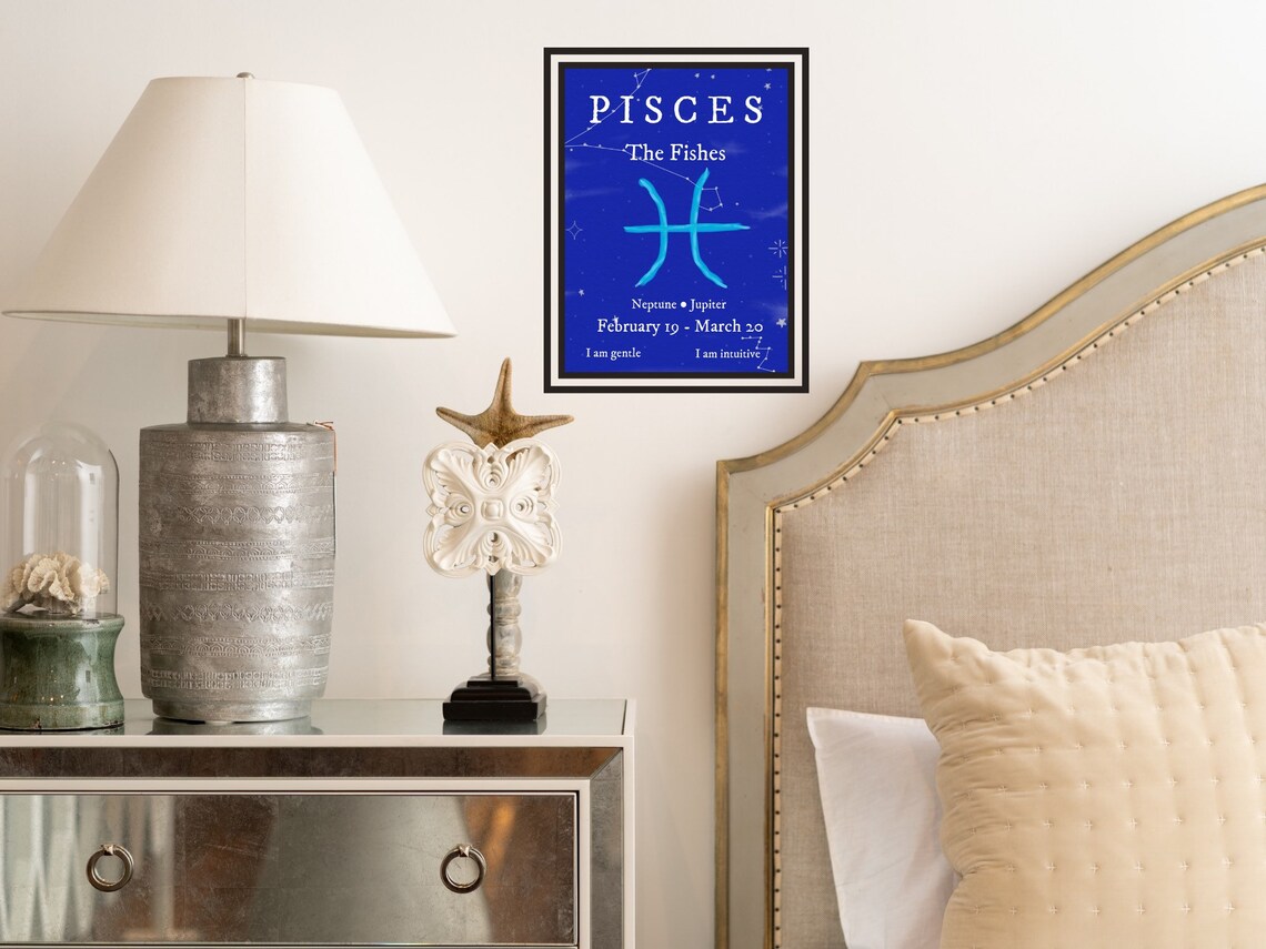 Pisces Zodiac Wall Art Pisces Gift Witchy Room Décor | Etsy