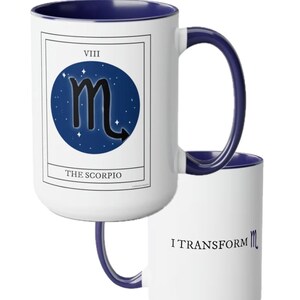 Tasse de signe du zodiaque Scorpion, cadeaux de signe du zodiaque, cadeaux de sorcière, inspirés de la carte de tarot, 15oz