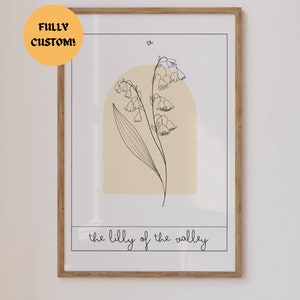 Impression de fleurs personnalisées le mois de naissance, décoration sorcière, art de cartes de tarot, art mural girly, art mural esthétique appartement, impression d'art au trait, art mural floral