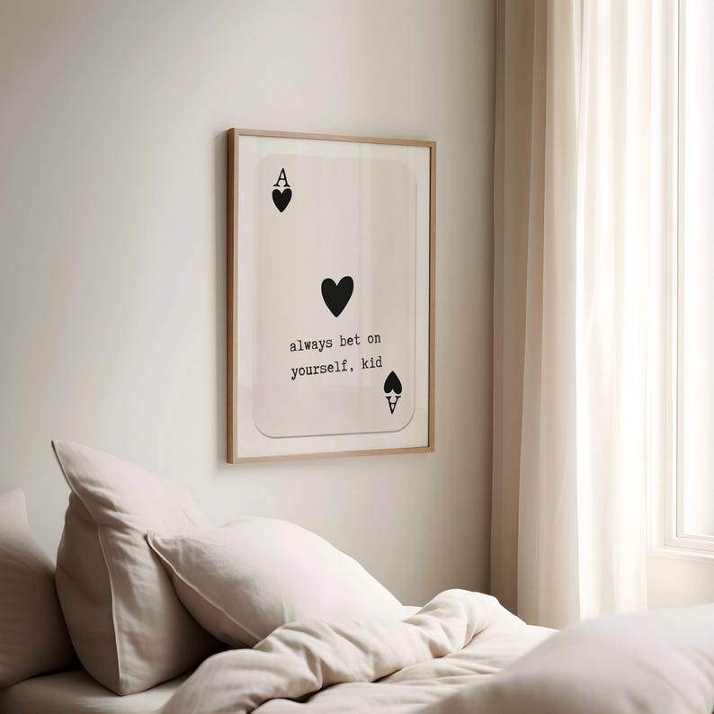 Trendy Playing Card Art Ace of Hearts Print, Daily Affirmation Poster, Dopamine Decor, Preppy Wall Art, Retro Wall Art, Motivational Art image 5