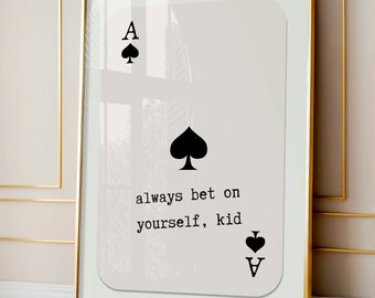 Trendy Playing Card Art, Ace of Spades Print, Daily Affirmation Poster, Dopamine Decor, Preppy Wall Art, Retro Wall Art, Dorm Room Decor