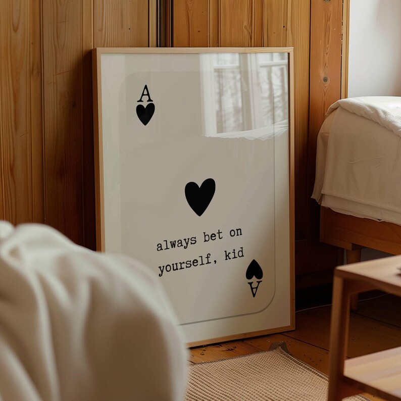 Trendy Playing Card Art Ace of Hearts Print, Daily Affirmation Poster, Dopamine Decor, Preppy Wall Art, Retro Wall Art, Motivational Art image 4