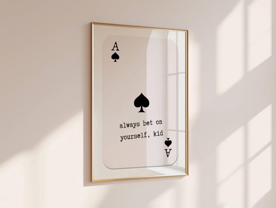 Trendy Playing Card Art, Ace of Spades Print, Daily Affirmation Poster, Dopamine Decor, Preppy Wall Art, Retro Wall Art, Dorm Room Decor