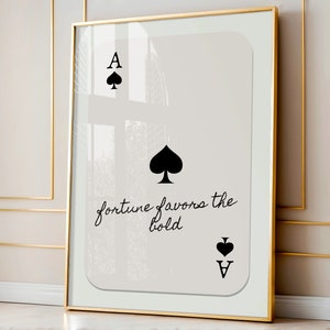 Trendy Retro Spielkarte Kunstdruck, Pik As Druck, Spielzimmer Dekor, Retro Text Poster, Ass Karte Druck, Dopamin Dekor
