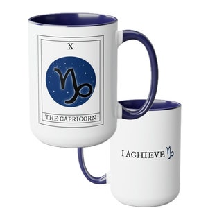 Tasse de carte de tarot du zodiaque Capricorne, tasse de sorcière, signes du zodiaque, tasse céleste, tasse à thé et à café de 15 oz