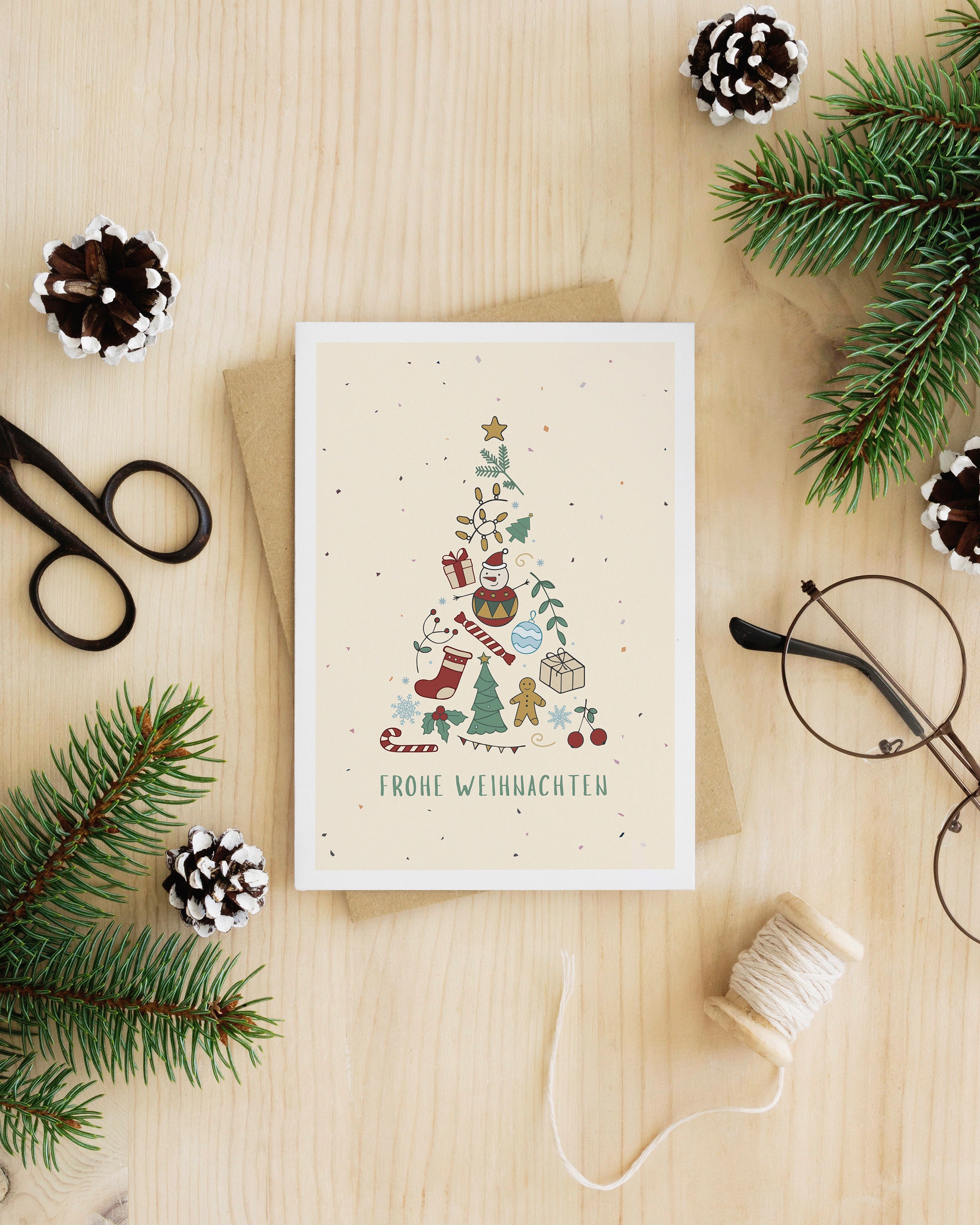 Card Set of 5 Christmas Cards Design Card Gift Card Art Etsy UK