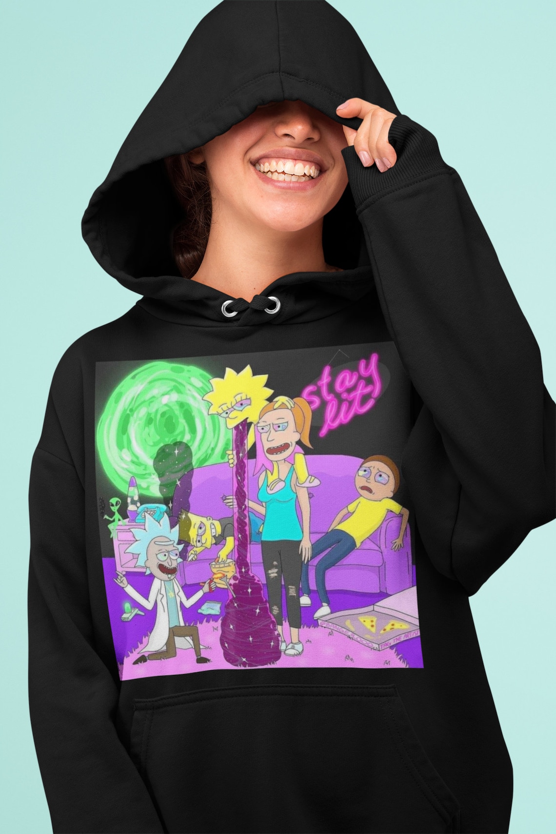 Rick and morty embroidered hoodie Clearance